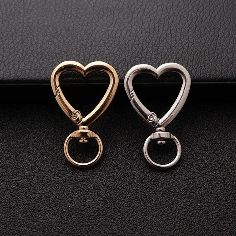 love Heart Spring Gate Rings Openable Keychain Leather Bag Belt Strap Dog Chain Buckles Snap Closure Clip Trigger DIY Accessorie