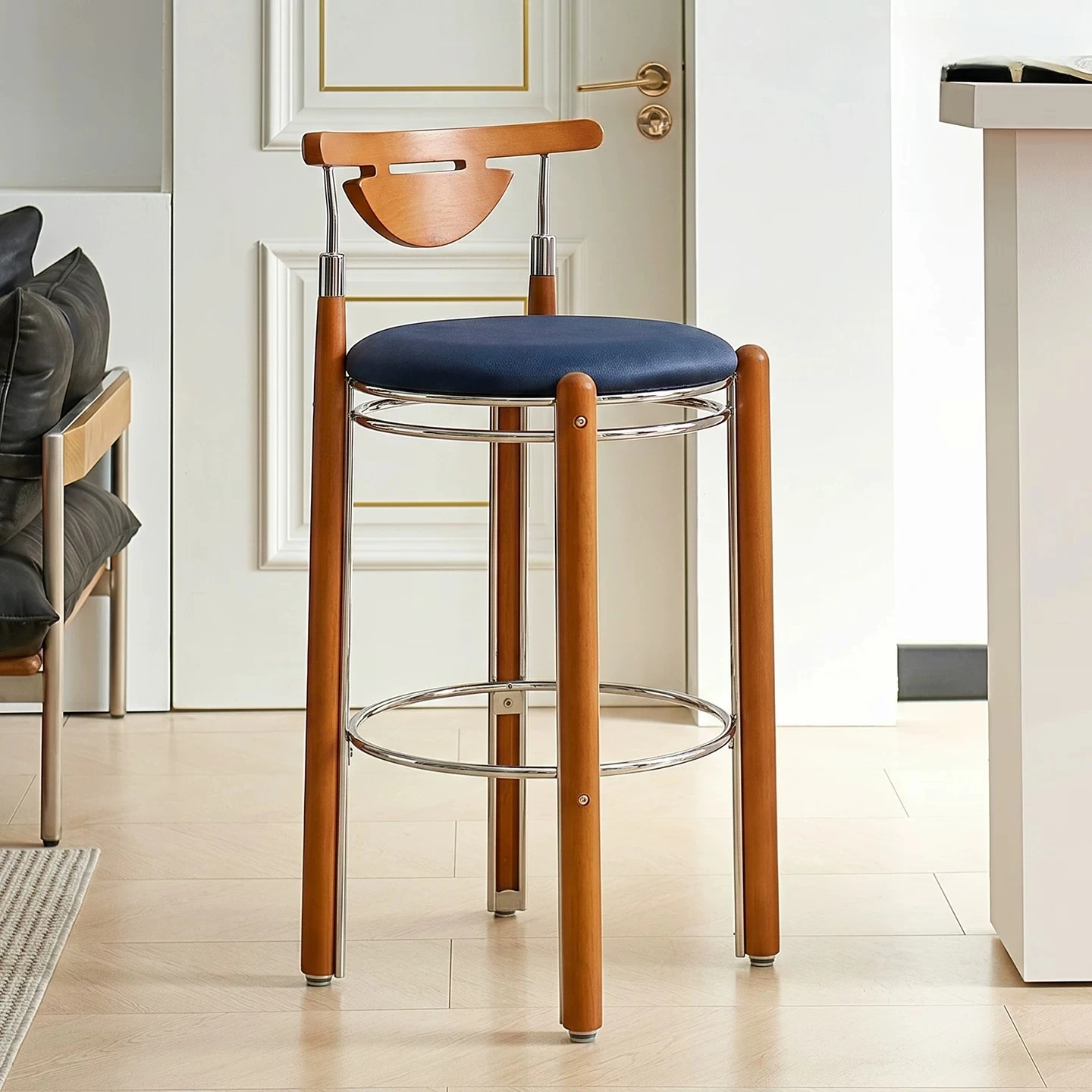 

Designer Long Bar Stools Kitchen Nordic Living Room Restaurant Height With Back Bar Chairs Comfortable Cadeira Home Furniture