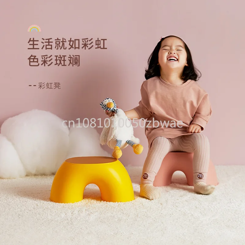 Rainbow Stool Simple Lightweight Circular Small Stool Home Rounded Children's Stool Anti Slip Shoe Changing
