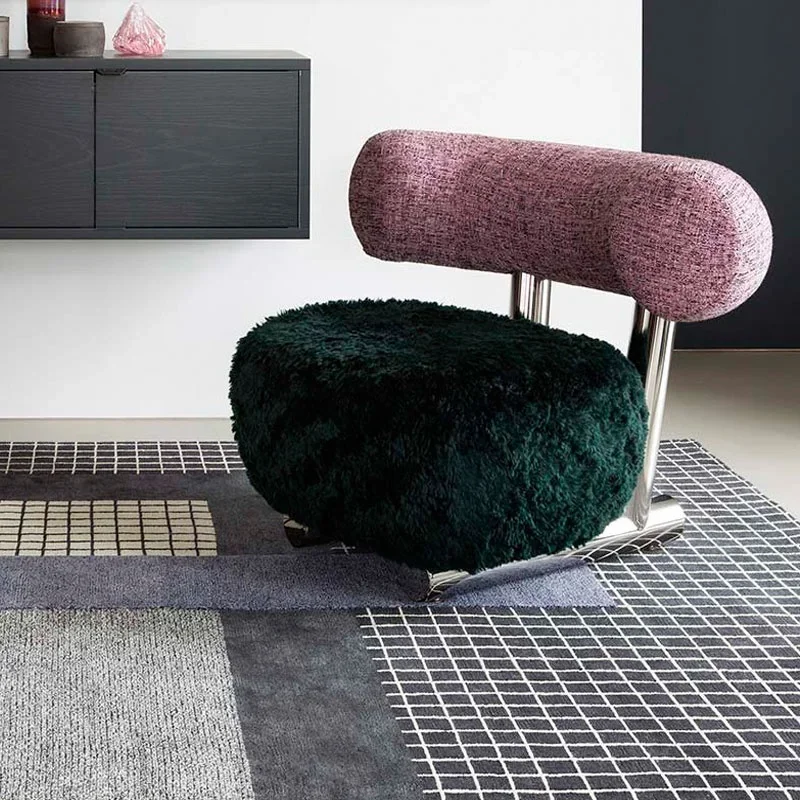 

-Для Fangyuzheng Итальянский современный одиночный диван-кресло Дизайнерский ленивый стул из овечьей шерсти для маленькой квартиры Гостиная Металлический материал