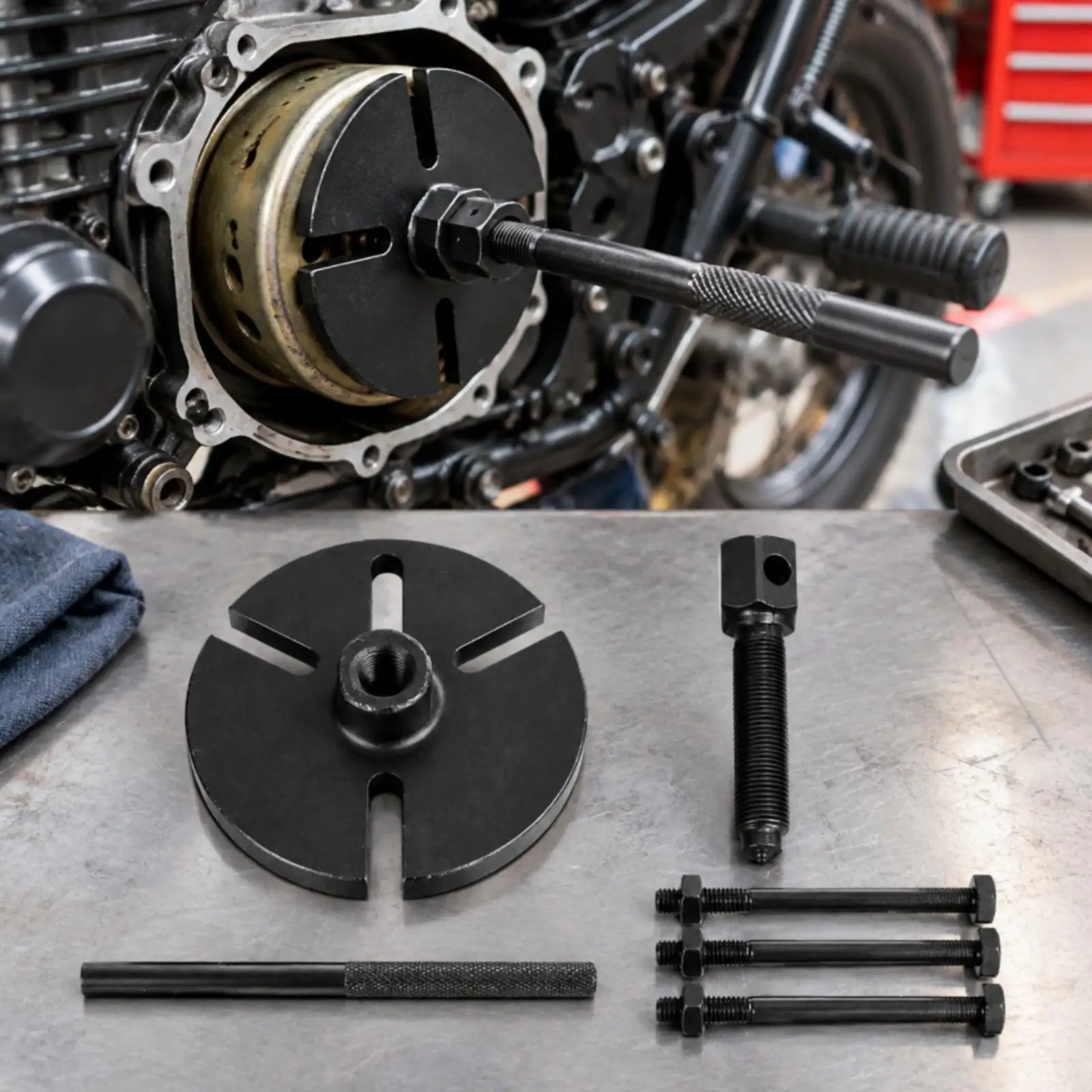 T150 Motorcycle Puller Tool Metal Construction 85mm Fasteners for Yamaha Style Bike Electrical Repair