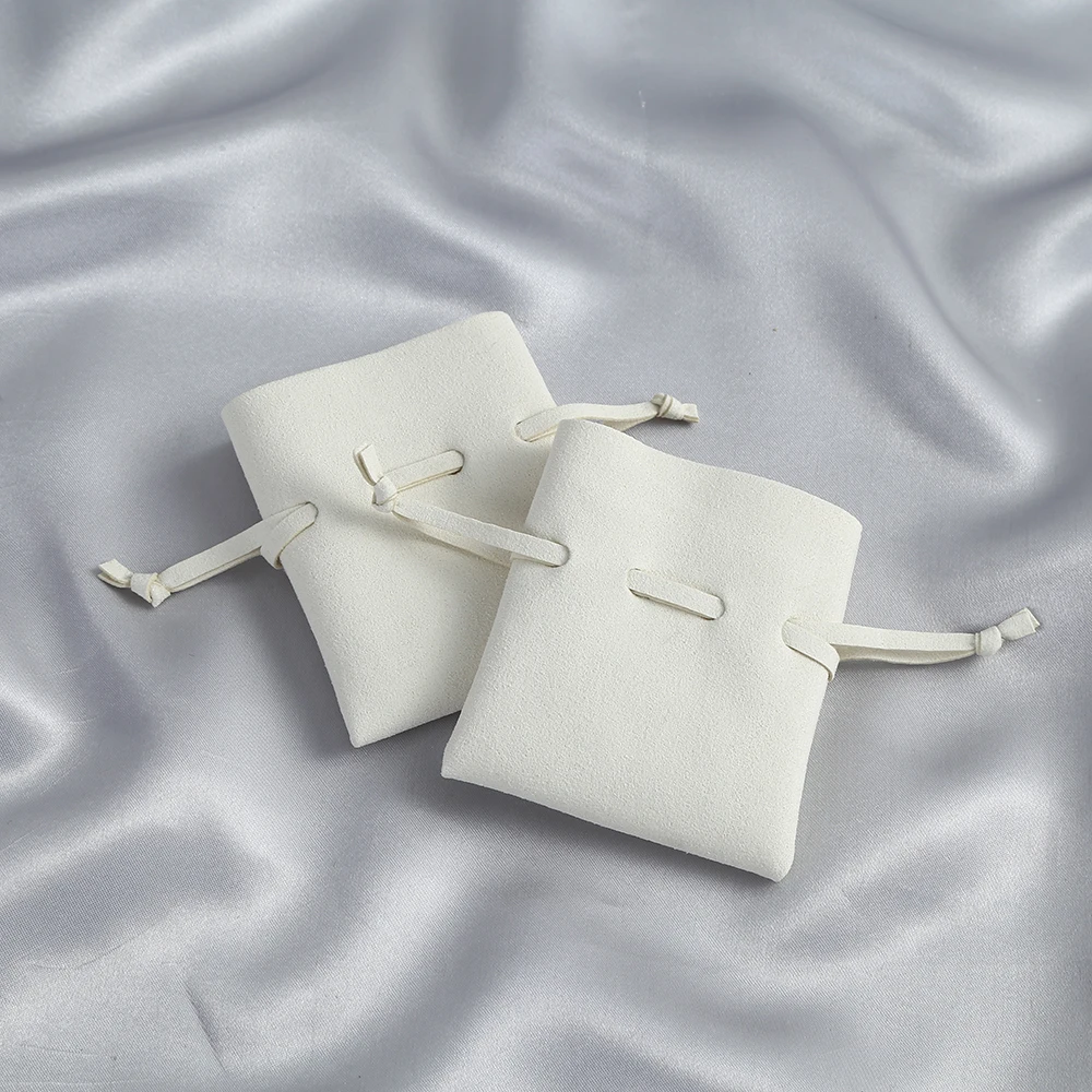 

5Pack Bulk Beige New Small Microfiber Suede Jewelry Packaging Candy Gift Bags Pouches Ring Earrings Wedding Drawstring Organizer