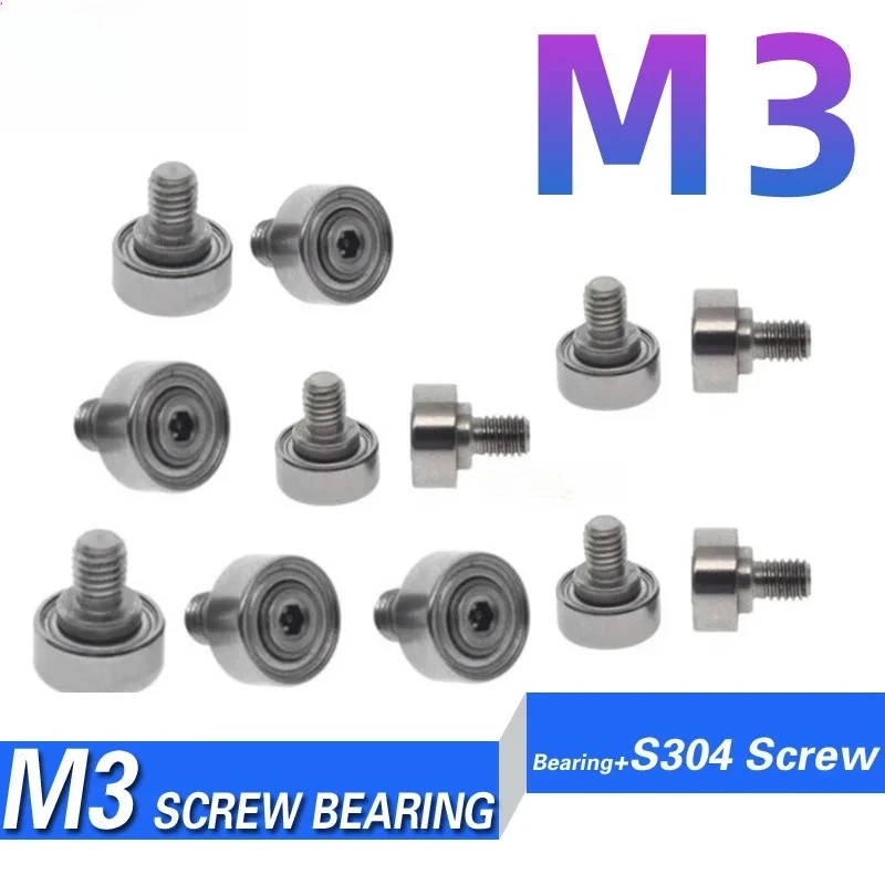 M3 Stainless Steel Screw External Thread Bearing with Screw Guide Wheel 1pcs