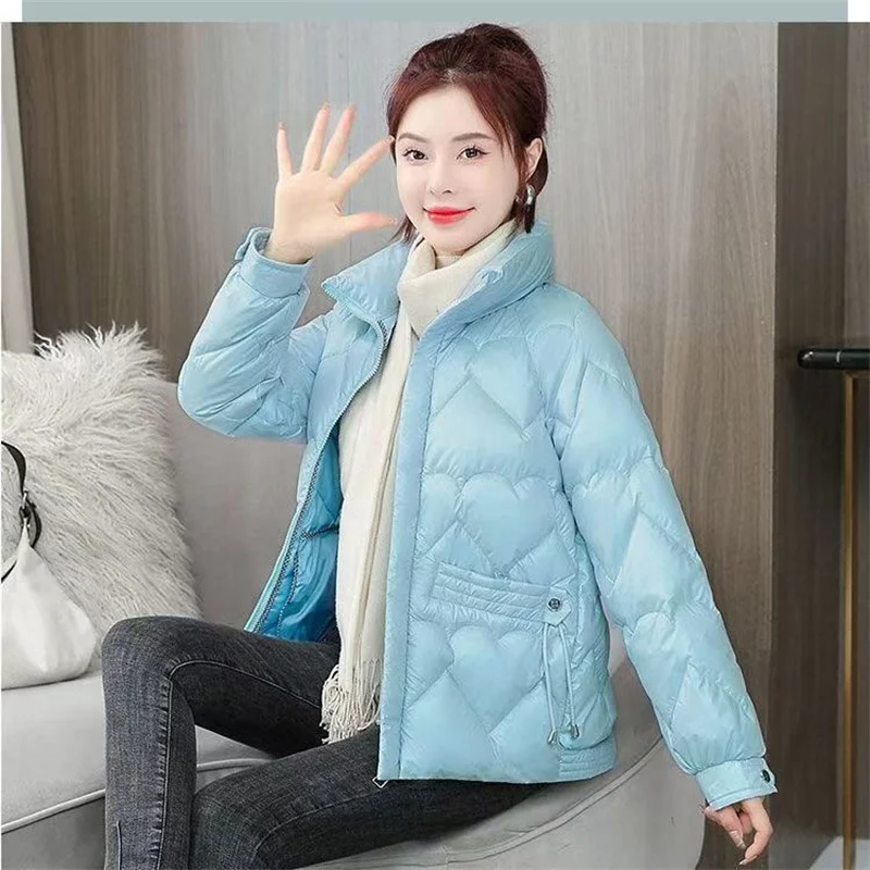 Autumn And Winter Cotton-padded Coat 2024 New Bright Heart Cotton-padded Coat Bright Thick Short Loose Korean Cotton-padded Coat