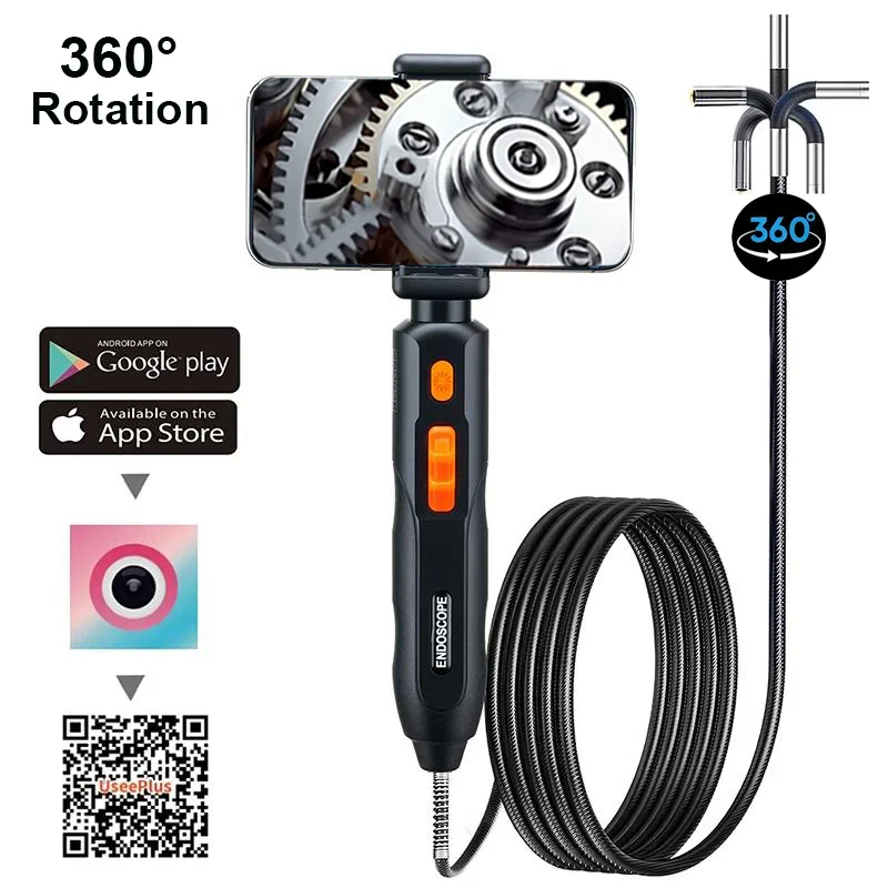 

Articulating Endoscope Camera 360° Type-C HD Borescope Car Inspection Industrial Endoscope For IOS Android Auto Repair 1000+Sold