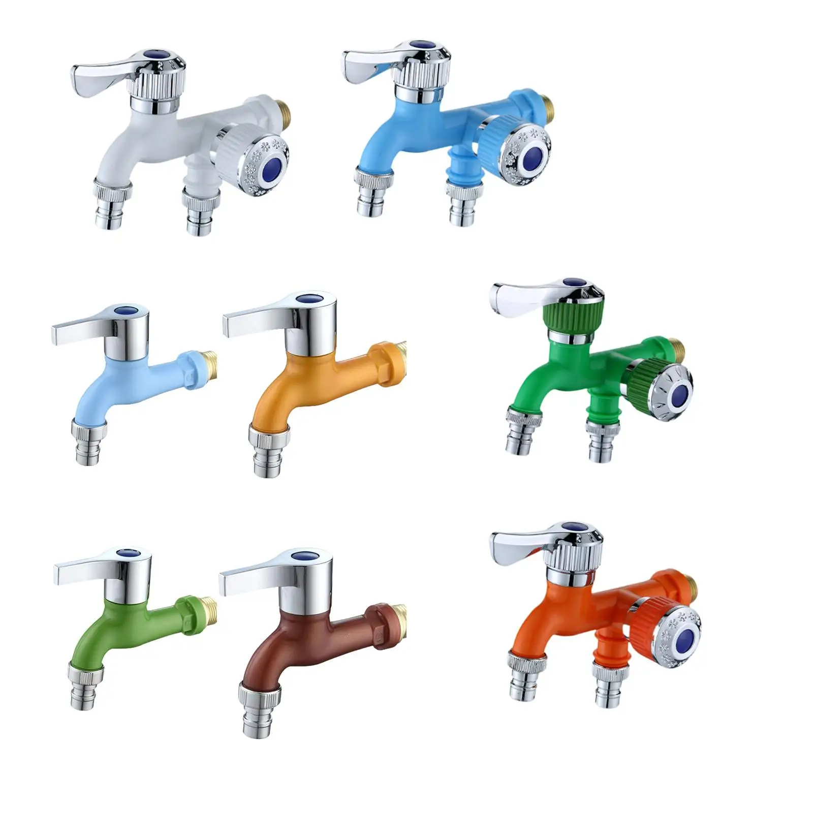 Washing Machine Faucet Double Spout Sink Basin Water Tap for Garden Balcony