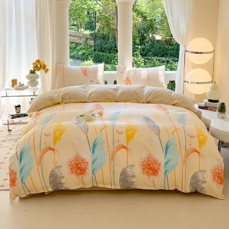 Harvest Season Grain Printed Bed Set Floral Duvet Cover Pillowcase Bedding Set Cute Bed Sheet Quilt Cover Single Queen King Size