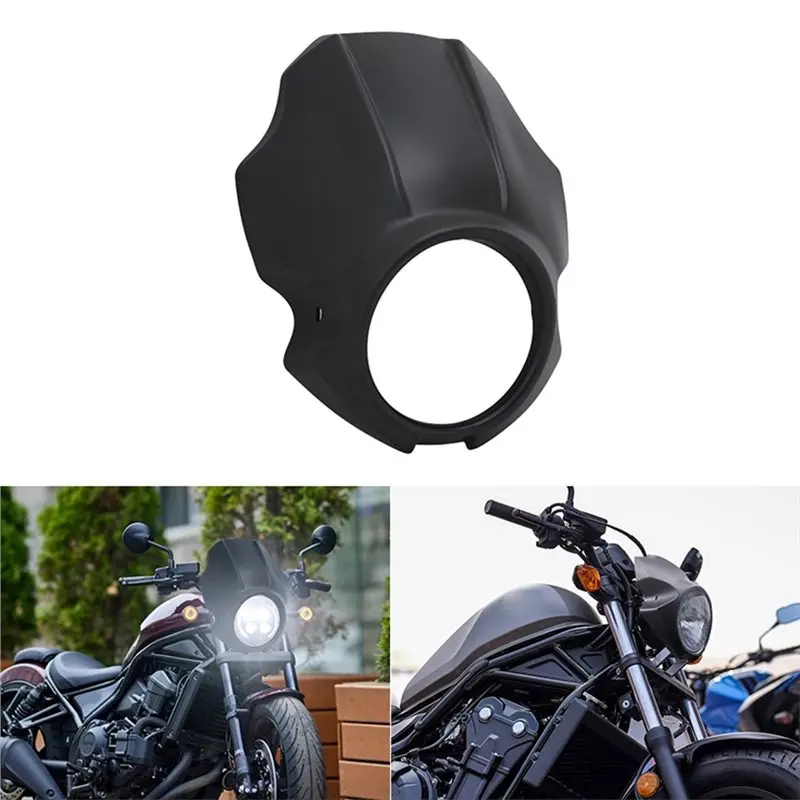 Front Fork Mount Kits Motorcycle Black Headlight Fairing Cover Head Light Mask For Honda Rebel CMX 300 500 2017-2022-A08Q