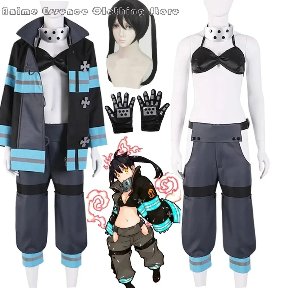 Fire Force Kotatsu Tamaki Cosplay Costume 1st Special Fire Brigade Uniform Suit Tamaki Kotatsu Wig Headgear Halloween Costume