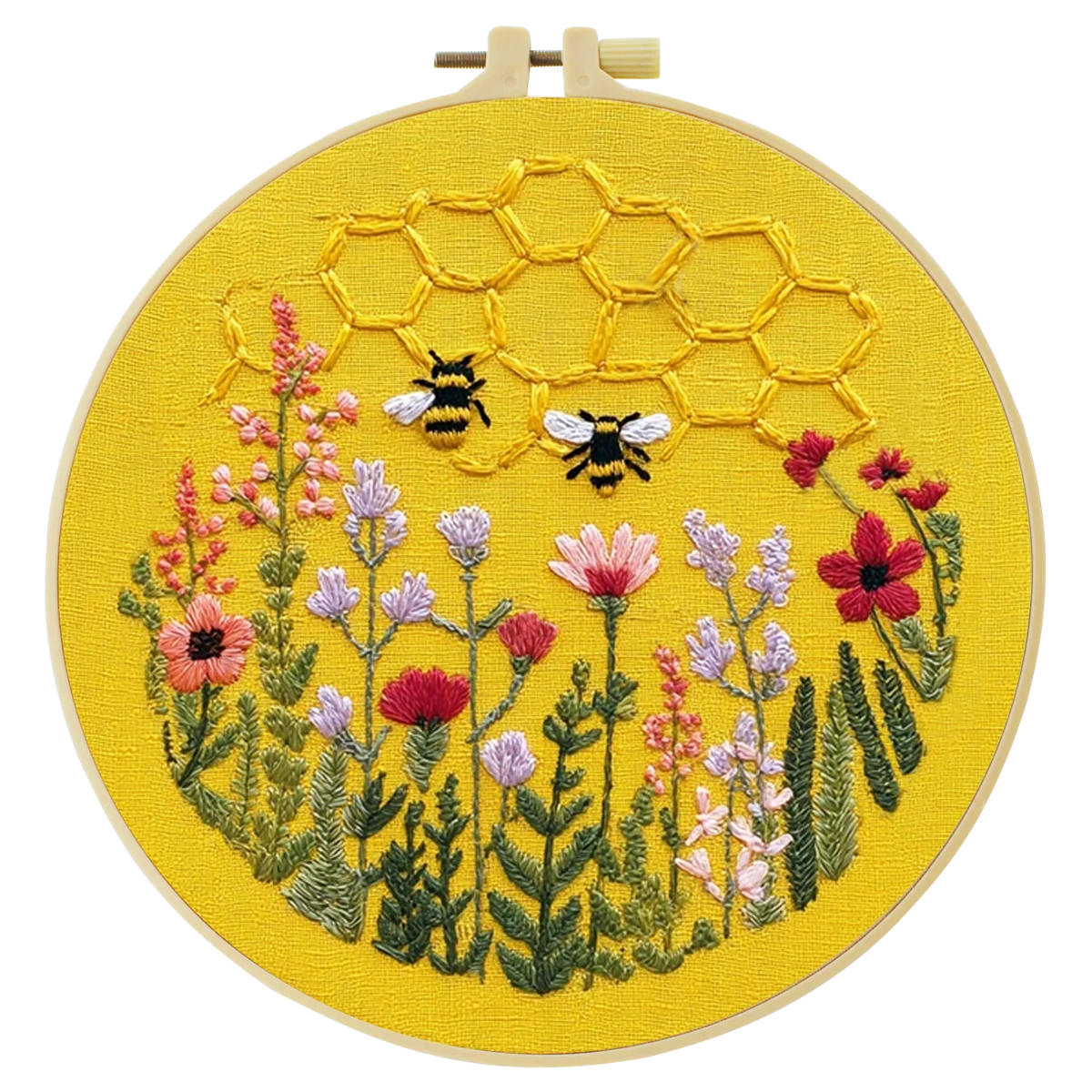 1 Stück 20X20CM/15X15CM 7,87/6,3 Zoll Bienen-Stickerei-Starter-Kit DIY-Kit DIY-Stickerei-Set Handarbeiten Nähkunst Heimdekoration – Detail 3
