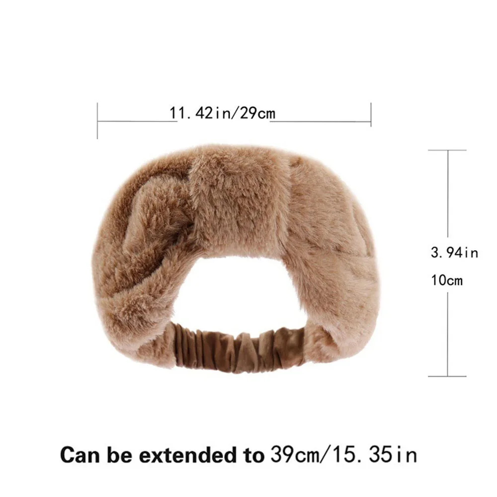 Winter Warm Soft Faux Fur Wide Headbands Winter Ear Warmer Bowknot Fluffy Hairband Elastic Turban Women Girl Hair Accessories