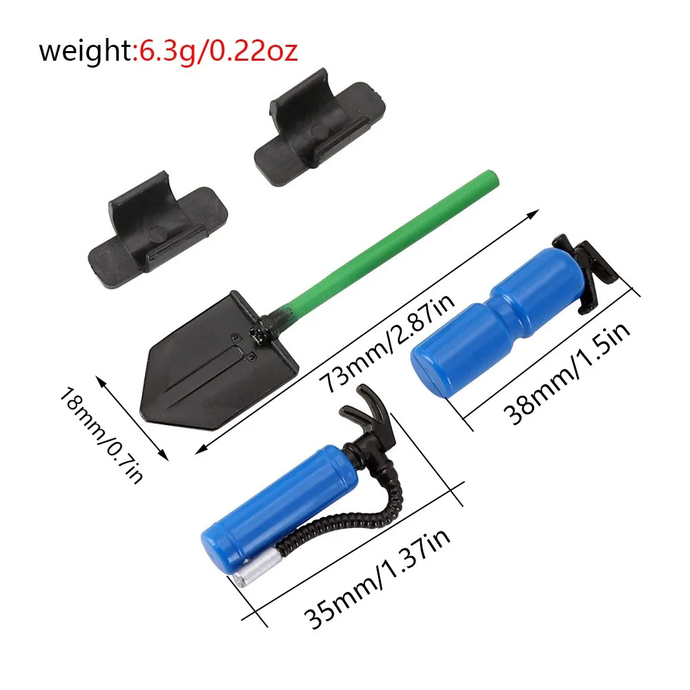 Simulation Extinguisher & Military Shovel for 1/10 RC Climbing Car TRX4 TRX6 SCX10 D90 90046 Tools Decorations Accessories