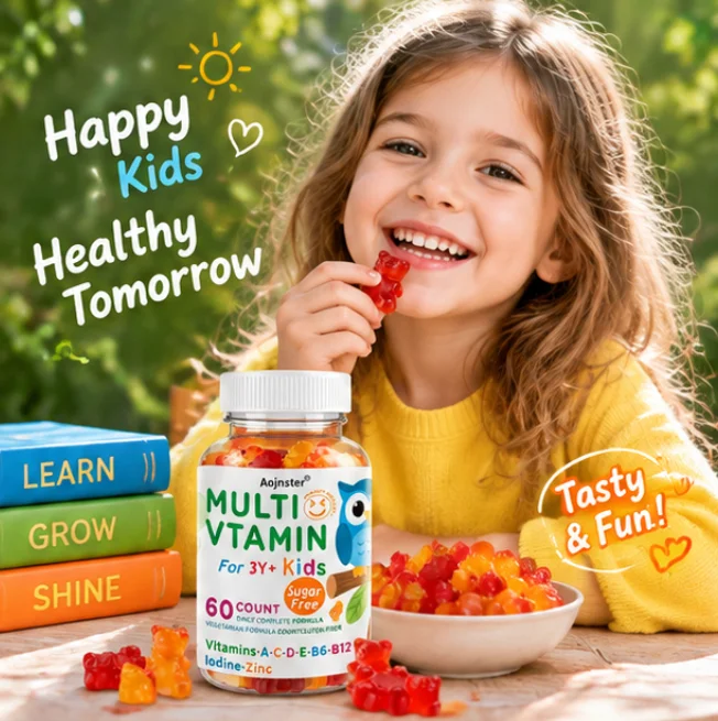 Kids Multivitamin Gummies for 3Y+ Sugar Free Vegetarian Gluten Free Vitamin A C D E B6 B12 Zinc Iodine 60 Count