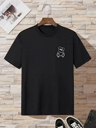 'A bear' Print T-Shirt for Men's Casual Crew Neck Short-Sleeve Fashion Summer T-Shirts Tops, Regular and Oversize Tees