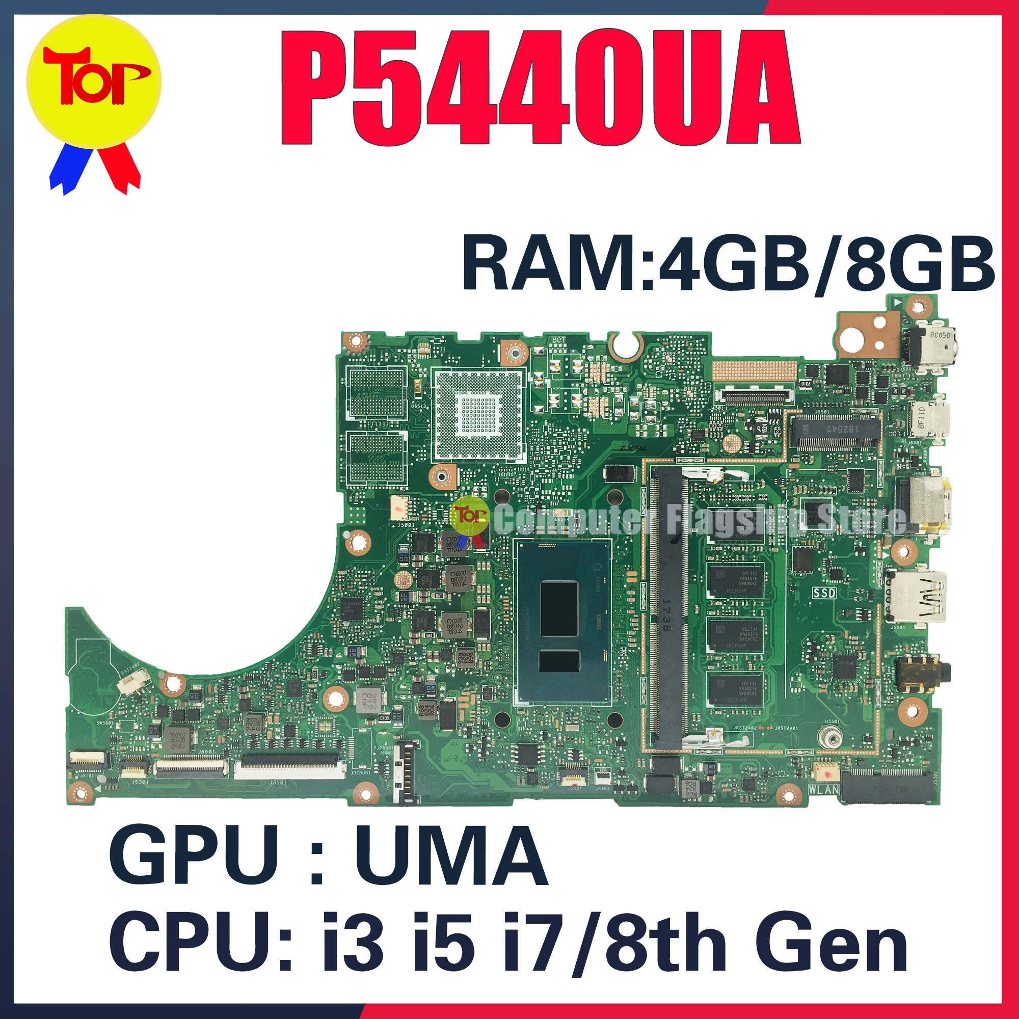 P5440UF Laptop Motherboard For ASUS P5440UA P5440U P5340UF UMA/940MX I3-8130U I5-8250U I7-8550U 4G OR 8G Mainboard 100% Working