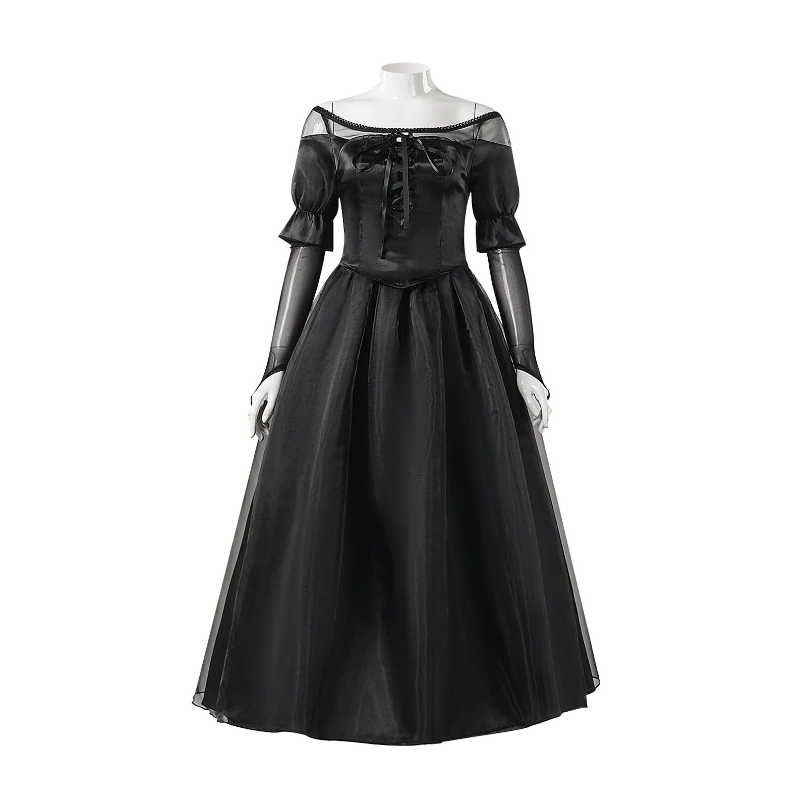 

Film Beetle Delores Cosplay Costume for Women Adult See Throught Sexy Black Women Floor Length Evening Party Halloween Dress