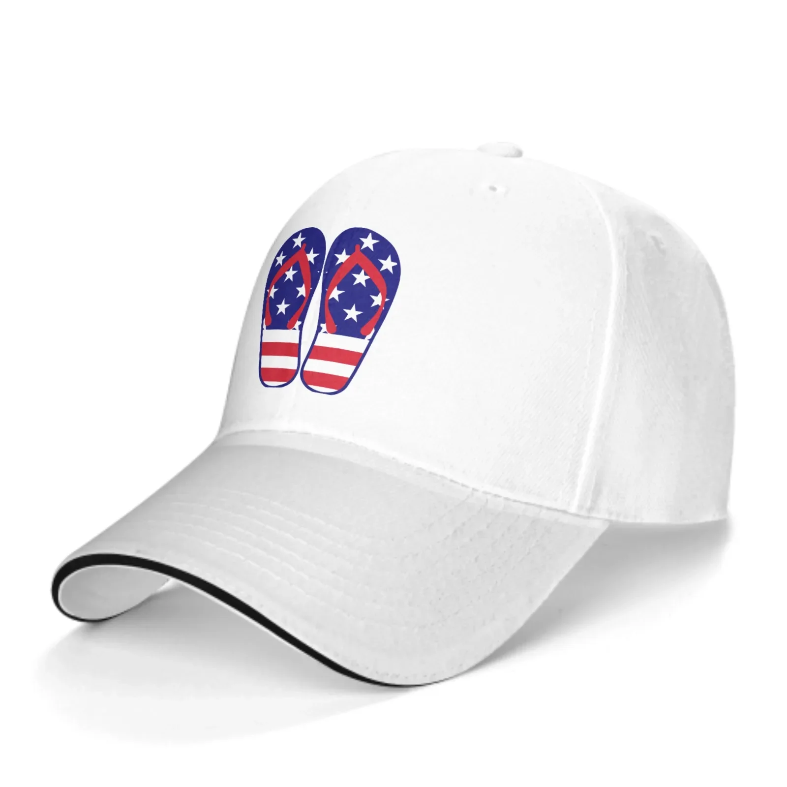 Flip Flop With American Flag Adjustable Women Men Back Closure Caps Washed Sandwich Caps Sports Outdoor Baseball Hat