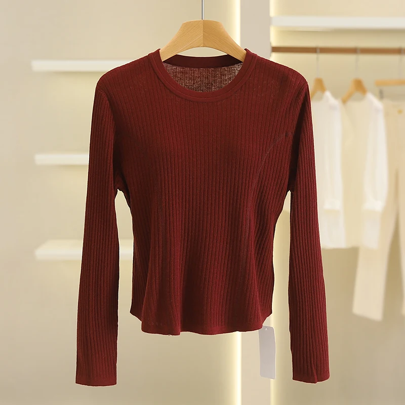 

Comfortable Knitted Sweater round Ne Slim Fit Color ort Sle Women's Faion Commute Sle Long Sve Autumn Sweater