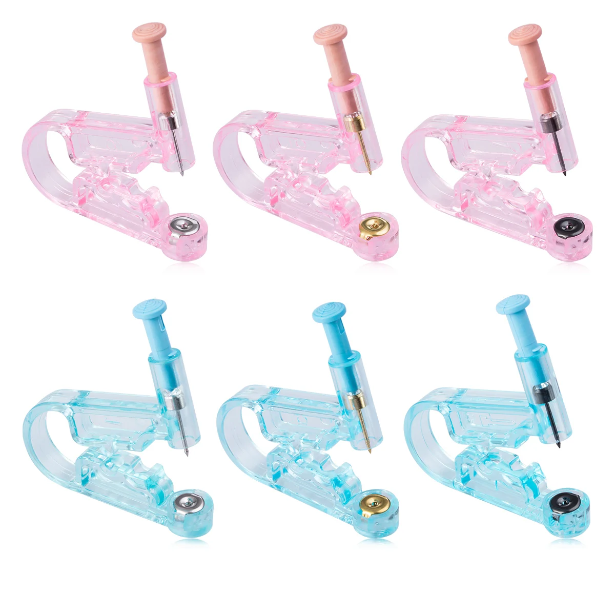 4pcs Disposable Ear Piercing Gun Kit Self Piercing Tool with Stainless Steel Studs Safe Hygienic Ear Piercer Set for Home Use