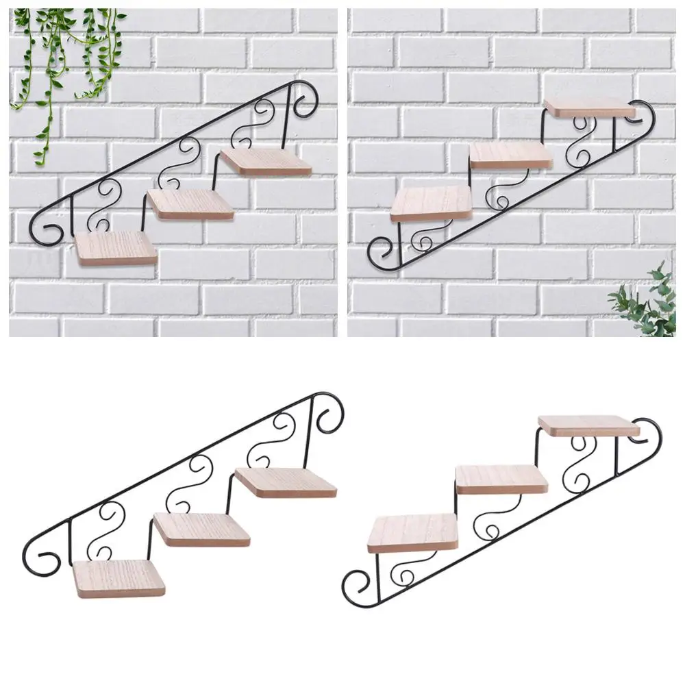 American Style Wall-mounted Flower Stand Staircase Shape Simple Wall Display Shelf Iron Art Wall Hanging Flower Pot Store