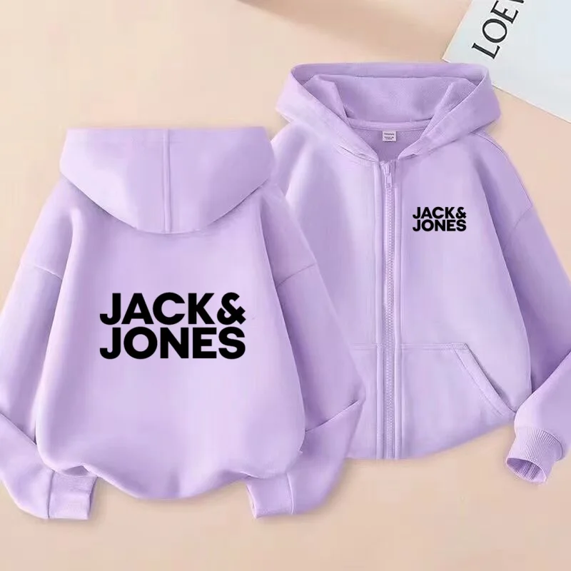 

Purple Autumn and Winter Warm Suit Suitable for Boys Girls Aged 3 to 13, Featuring a Cute Printed Sports Hoodie and Casual Pants