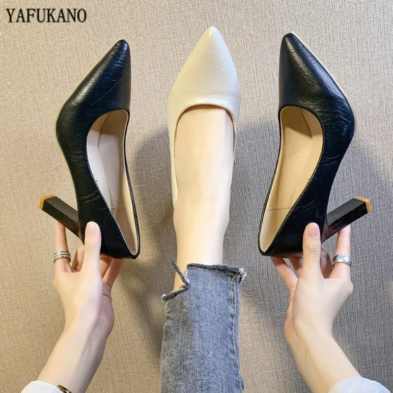 Ladies High Heels Black OL Office Shoes Spring Autumn Fashion Work Shoes Thin Heel Sexy Etiquette Dress Shoes Womens Pumps