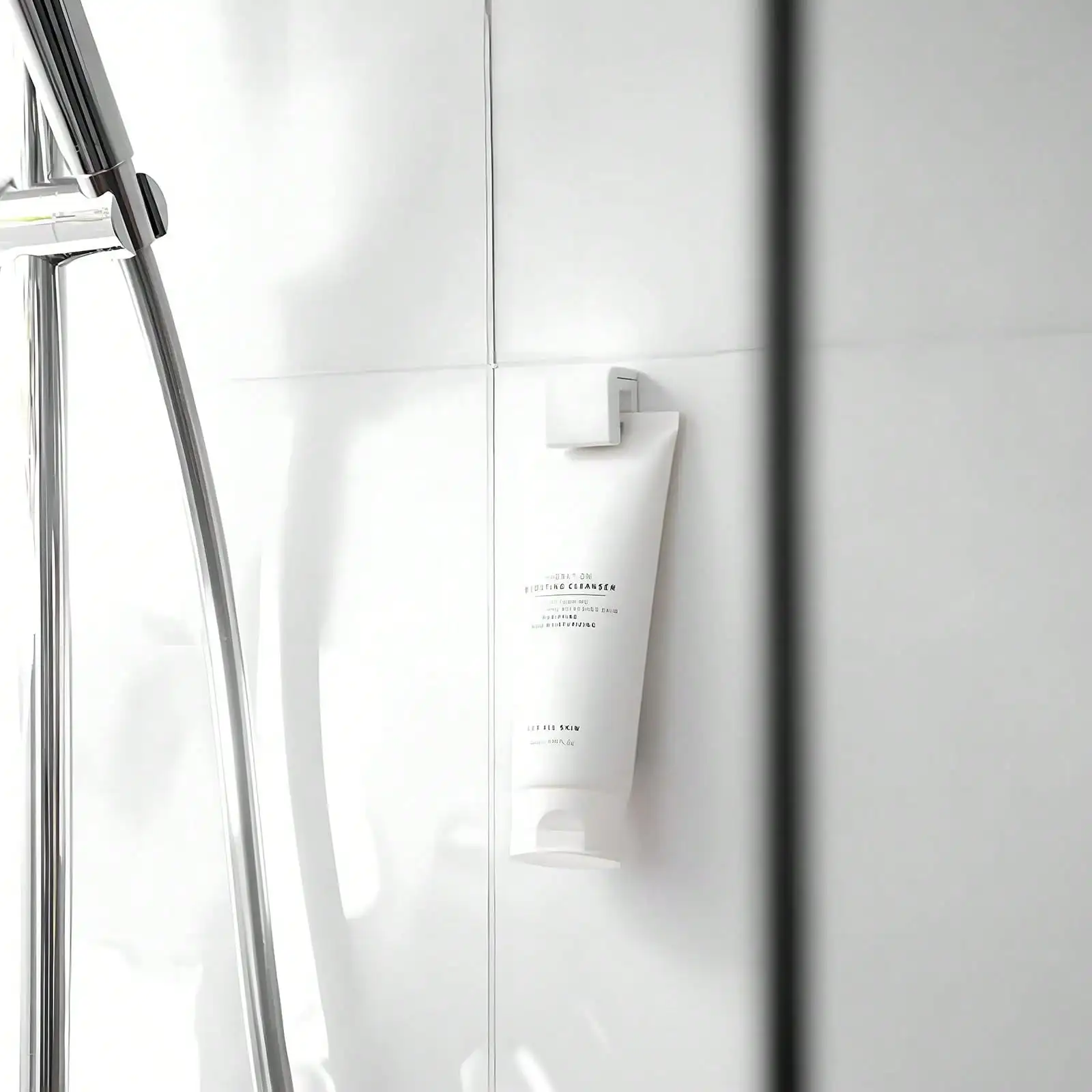 Minimalist Multi Purpose Wall Mount Tube Organizer Clip Sleek White Bathroom Wall Rack for Skincare and Toothpaste Damage Free Hanging Hook Aesthetic Home Organization Storage view 4