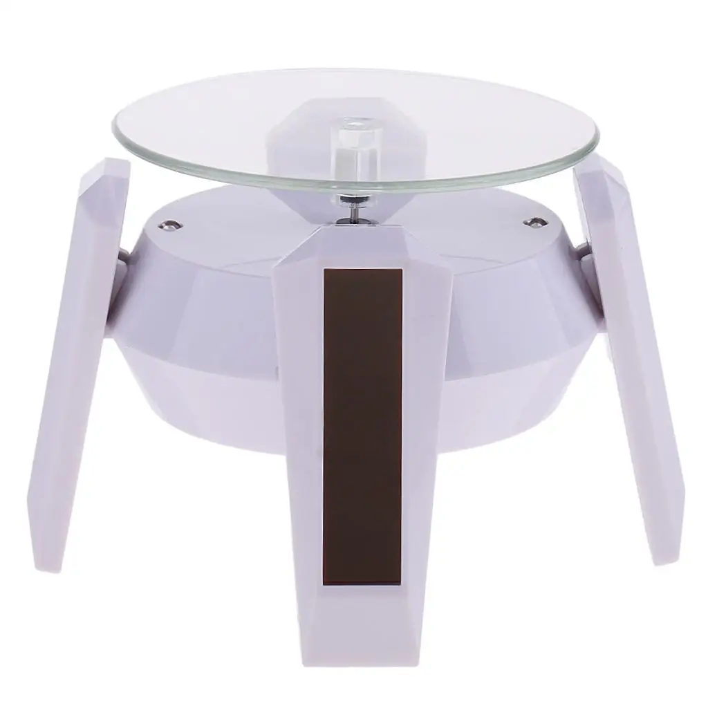 LED Solar Powered Jóias Display Stand placa, 360 Dergee Turntable