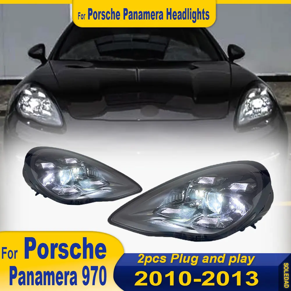 Luzes de carro para porsche panamera 970 2010 2011 2012 2013 970.1 conjunto completo de faróis led sinal de volta peças de farol de carro 2 peças