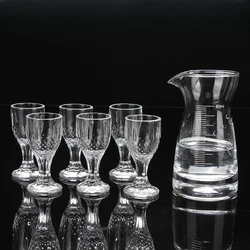 80ml Wine Dispenser 15ml 6pcs Sets Shot Glass Diamond Small High Footed Wine Glass Bar Luxury Baijiu Kettle Exquisite Glassware
