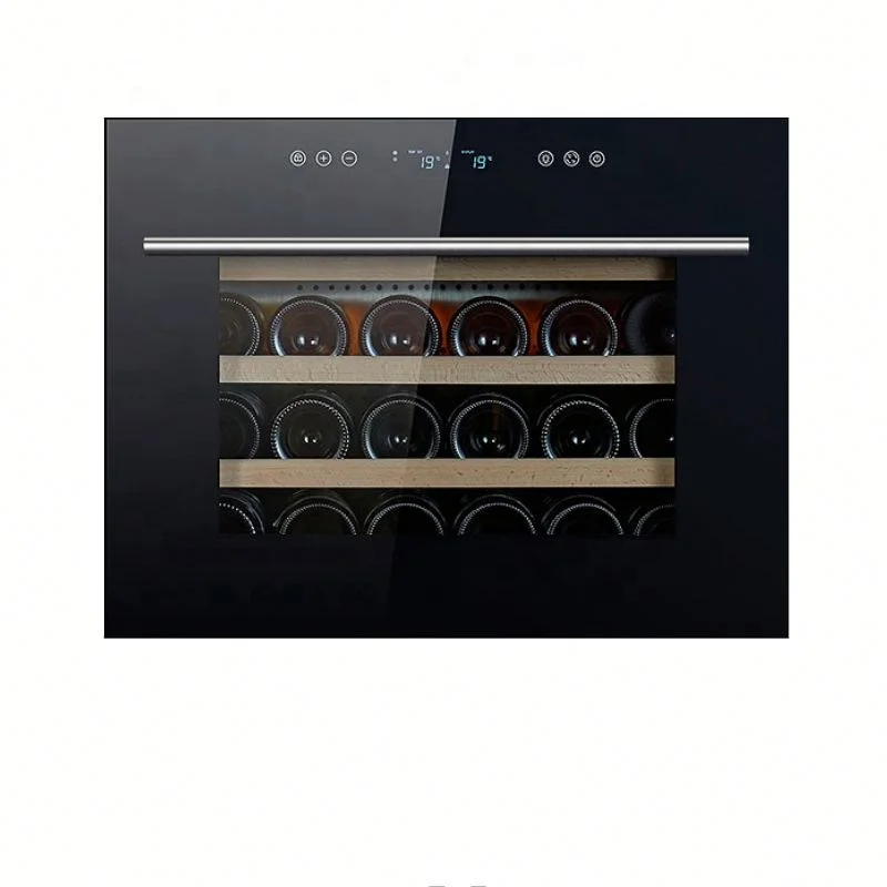 Mini Slim LED Light 24-Bottle Wine Cooler Single-Temperature Thermo Air Cooling Glass Material Refrigeration Equipment