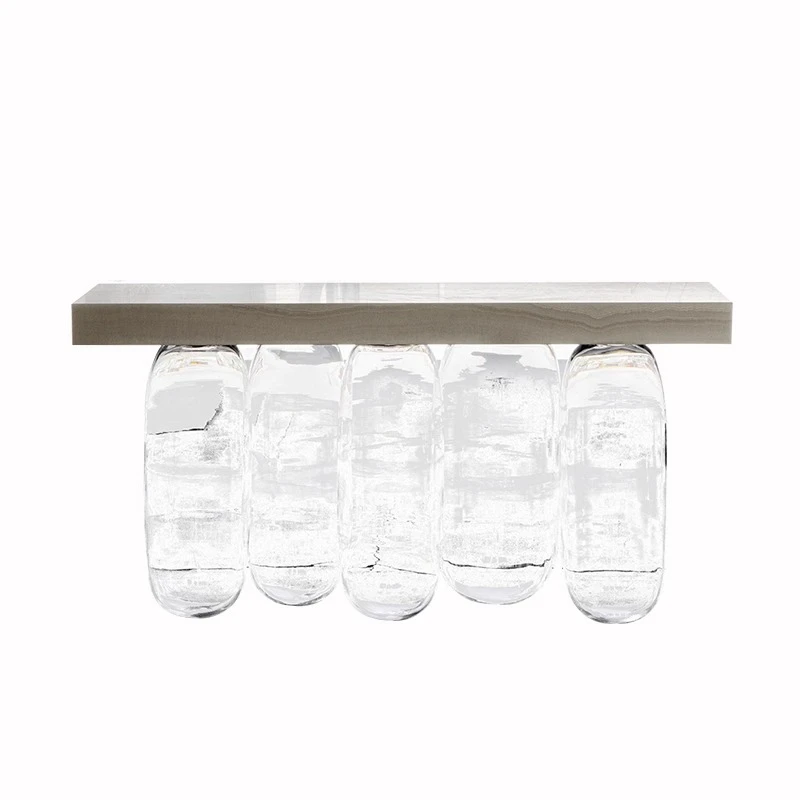 

Modern anti-gravity glass art porch table hotel living room Internet celebrity villa