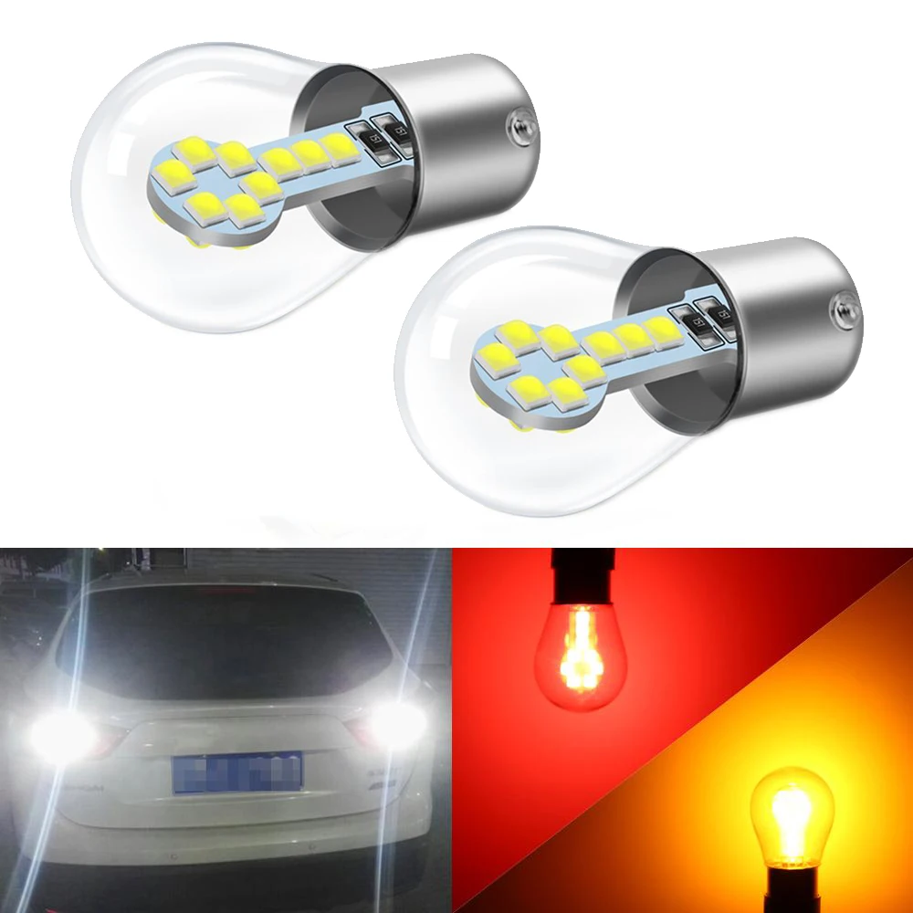 

2pcs Bright LED 1156 BA15S P21W LED Light Bulbs 1:1 Size for Back Up Reverse Lights Brake Tail Lights Turn Signal Lights 12V