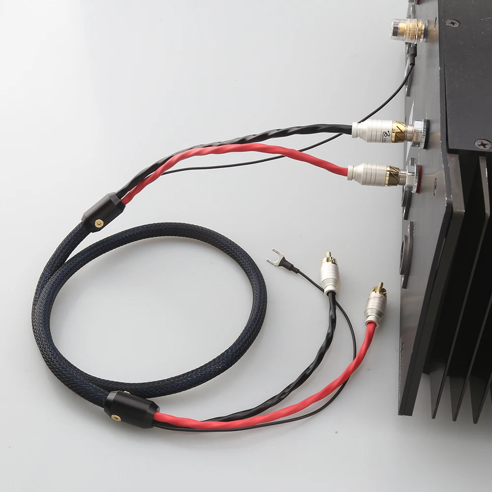 Hi-End Shielded RCA Y Plug Phono Tonearm Cable for LP Vinyl Record Player Gold Plated Connector Signal Amplifier Chassis