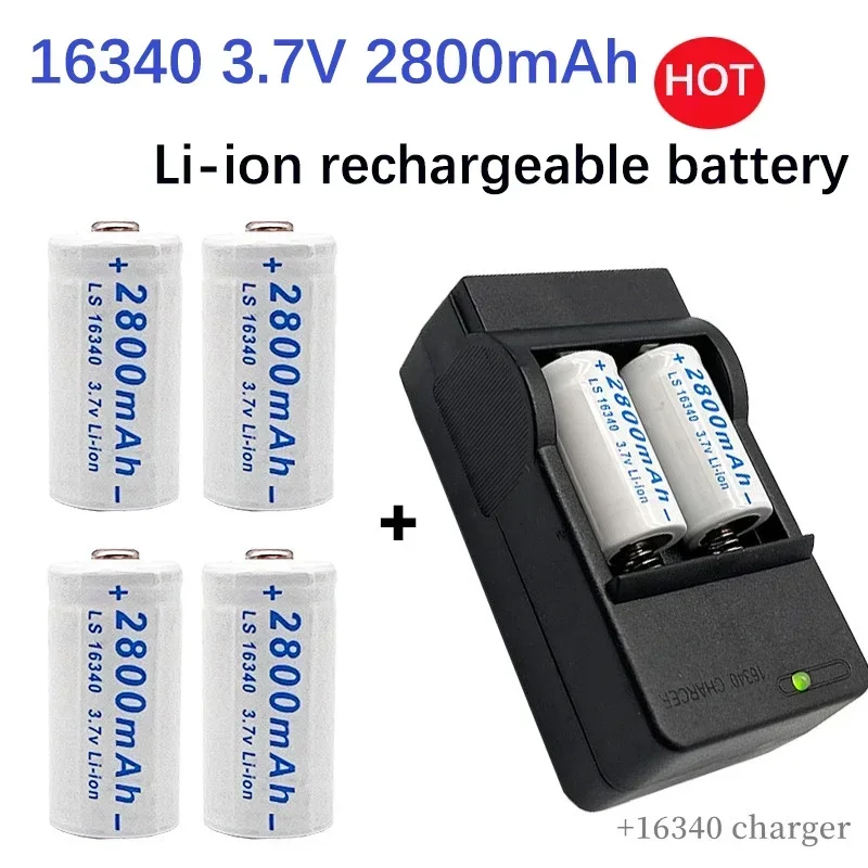 CR123A RCR 123 ICR 16340 Battery 2800mAh 3.7V Safety Camera Rechargeable Battery Lithium Ion L70 Plus Charger