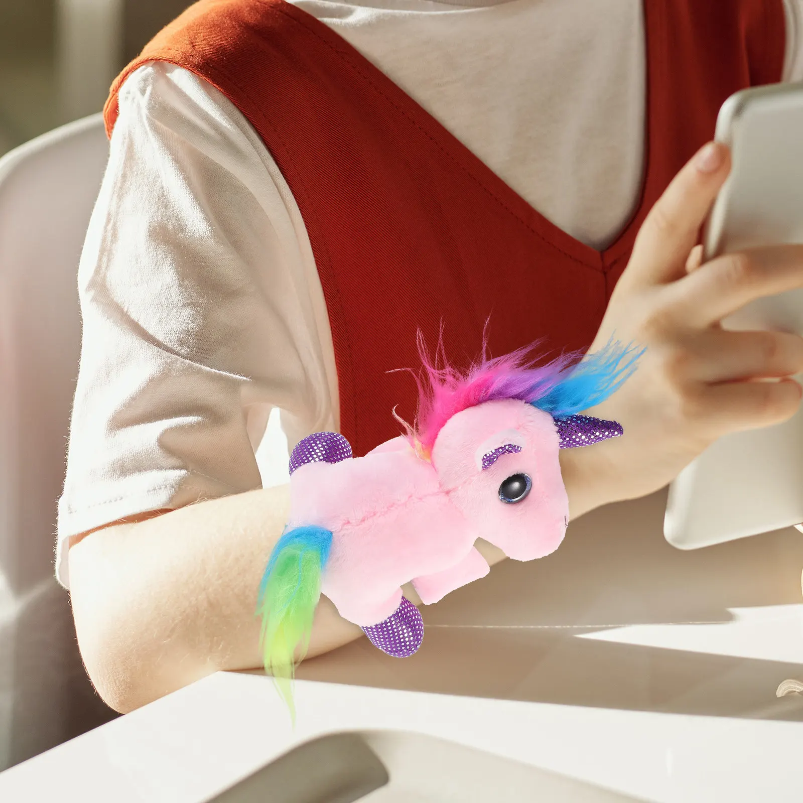 

Unicorn Slap Bracelet Stuffed Animal Pattern Wristband Kids Party Favor Cartoon Lightweight Easy Wear Bands Slap Bracelet
