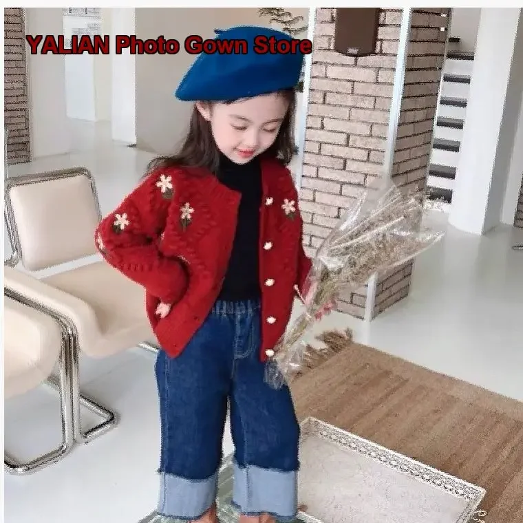 Girls Cardigan Kids Autumn Winter Princess Style Knit Top Off Shoulder Elegant Baby Girl