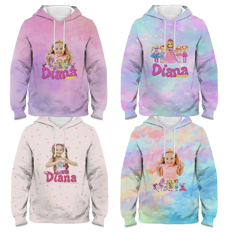 Kids Diana And Roma Show Clothes Hoody Sweatshirt Baby Girls Cartoon Toddler Boys Pullover Outerwear Children Casual Sweater