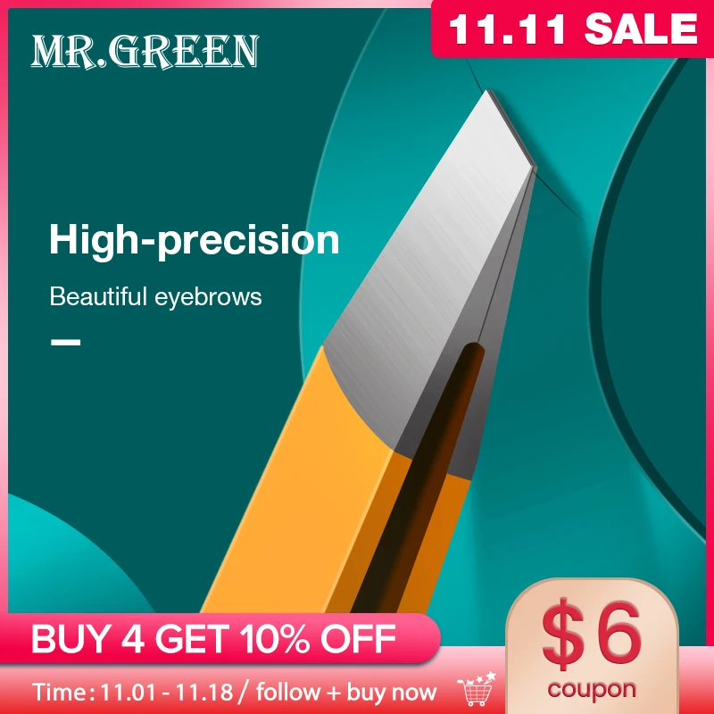 MR.GREEN  Eyebrow Tweezer Colorful Hair Beauty Fine Hairs Puller Stainless Steel Slanted Eye Brow Clips Removal Makeup Tools