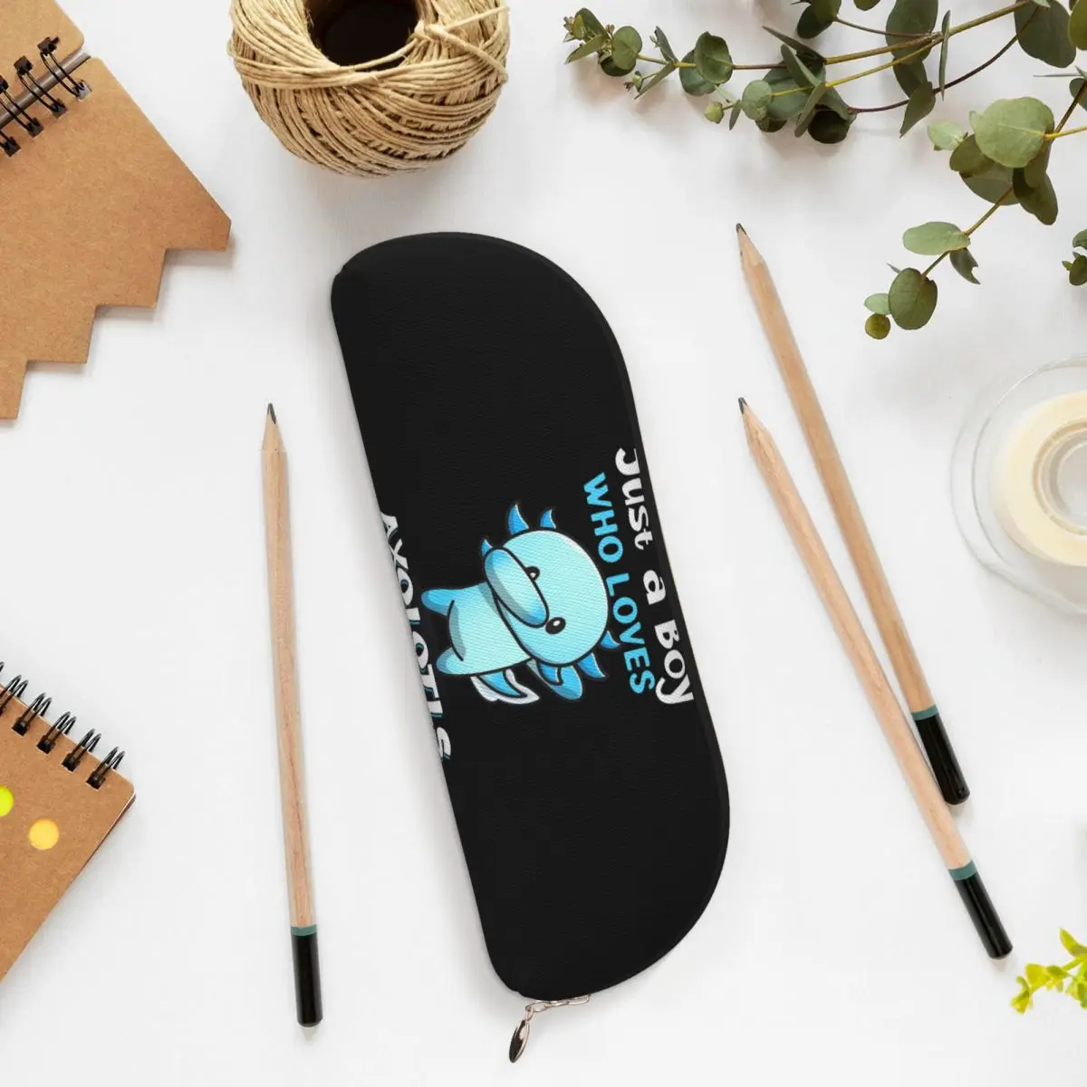 Чехол-карандаш Just A Boy Who Loves Axolotls, держатель для ручек, канцелярские принадлежности, большая вместительная коробка для ручек, сумка-карандаш для студентов