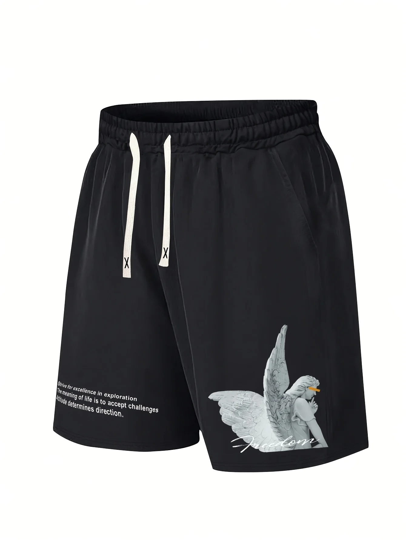 

Мужские летние шорты из чистого хлопка 2026 с принтом «Ангел», повседневные спортивные шорты-панталоны, пляжные шорты, домашняя одежда