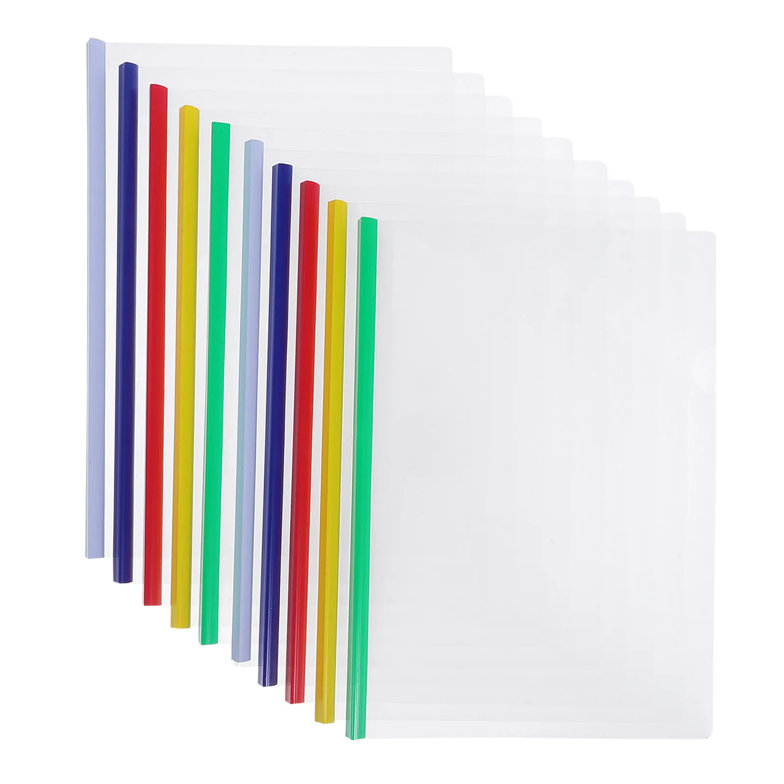 

10Pcs Colored Sliding Bar File Folders Transparent Plastic A4 Paper Holder for Students Businessmen Report Binder Document