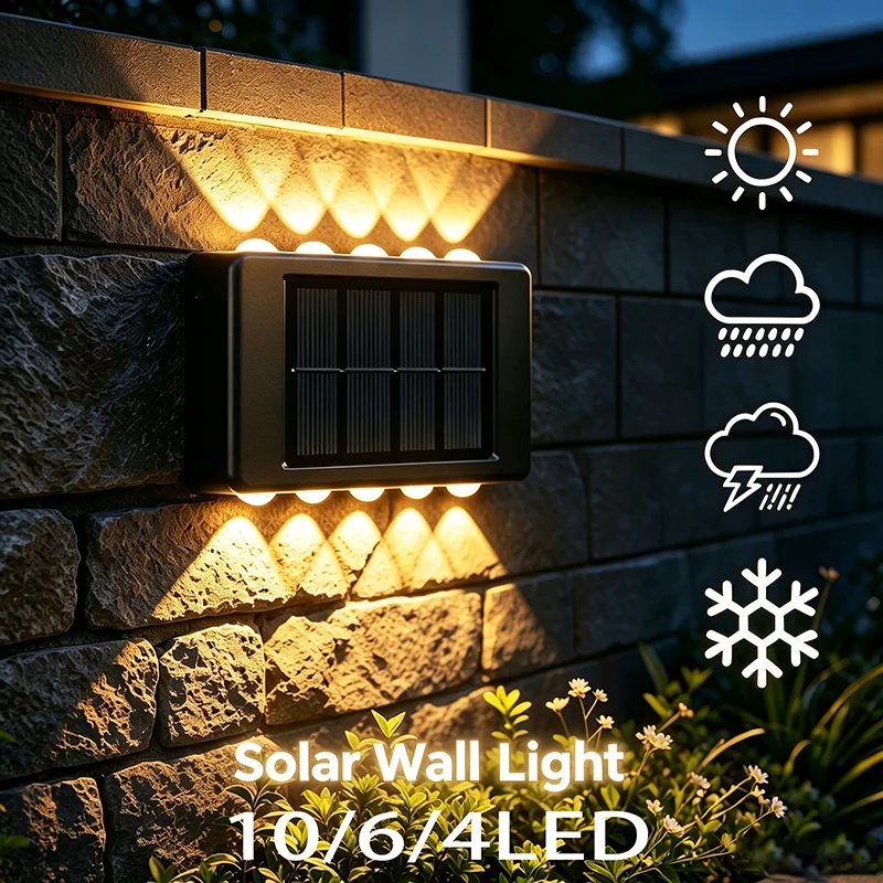 Solar Wall Light Garden LED Wall Light Holiday Atmosphere Light Waterproof for Courtyard Villa Fence Terrace Outdoor Decor