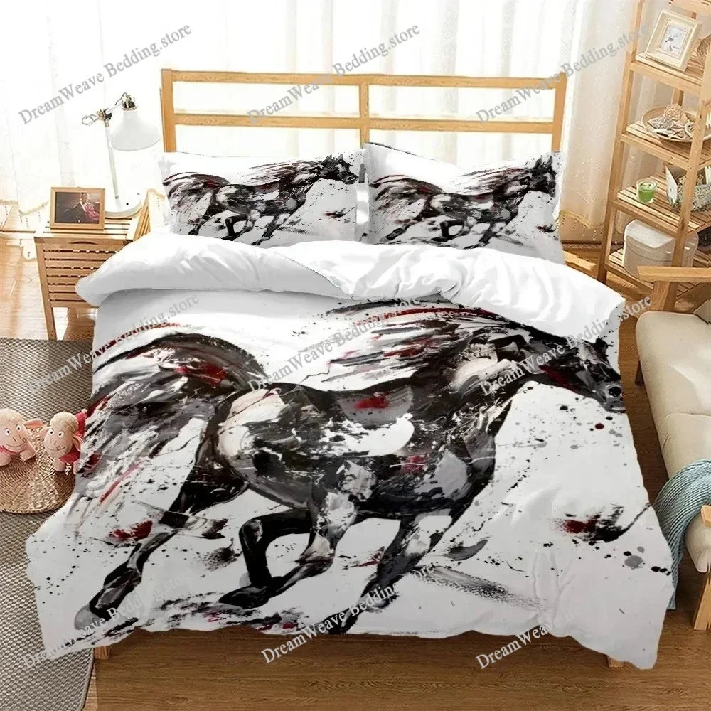 

Horse Duvet Cover Set Horse Running In Starry Sky Print Twin Bedding Set for Adults Animal Queen King Size Polyester Qulit Cover