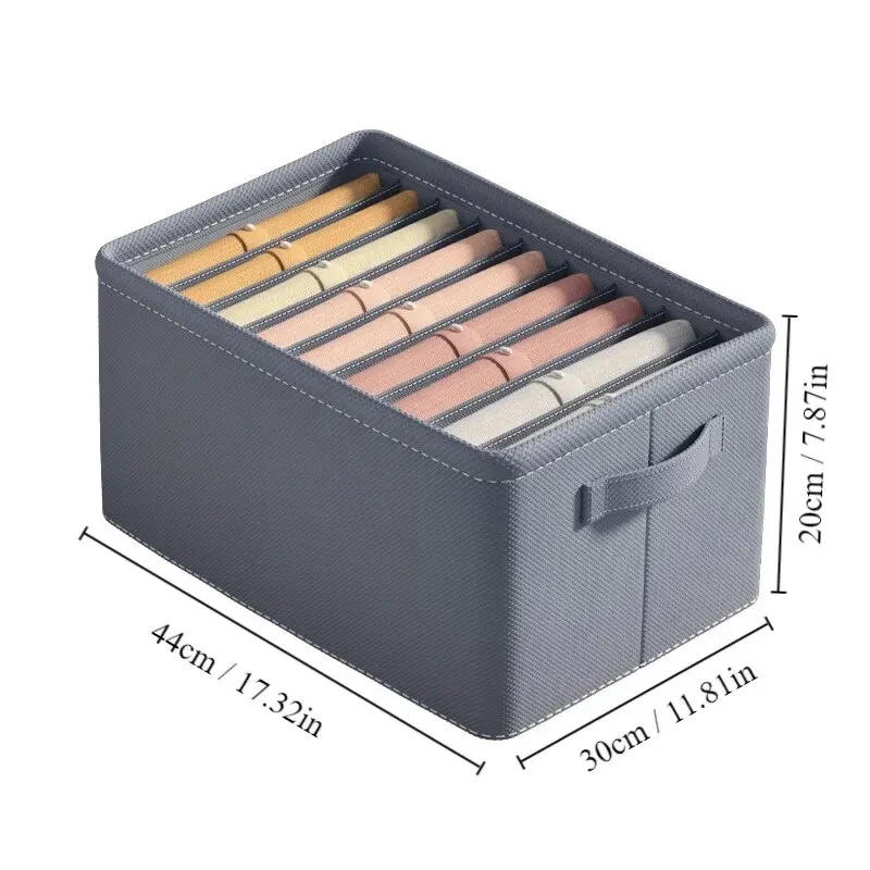 1pc Grey Nonwoven Fabric with Partition Clothing Storage Box Household Wardrobe Organization and Storage