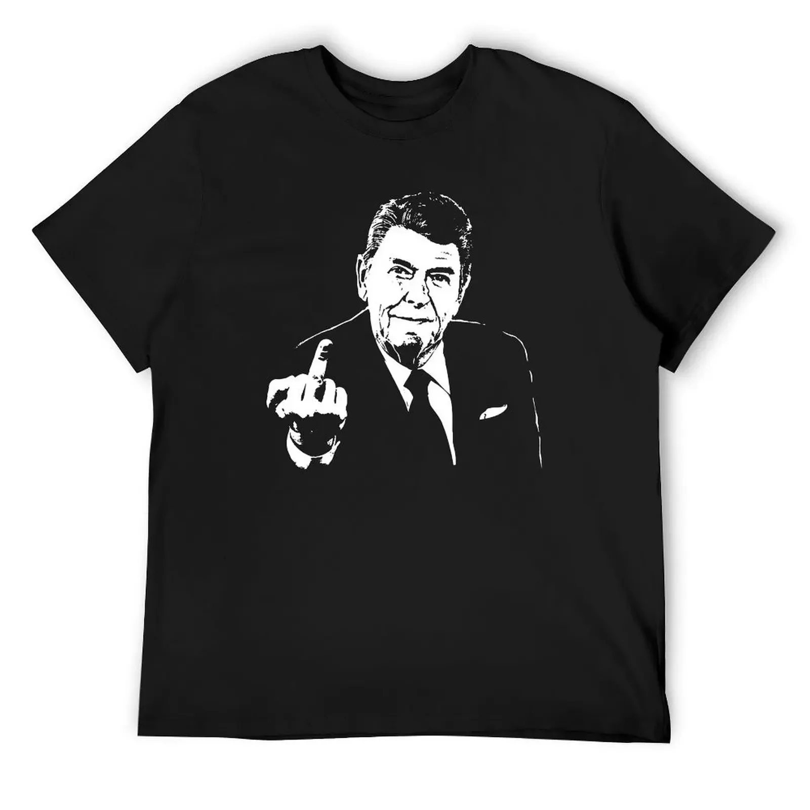 

Ronald Reagan Middle Finger T-Shirt blue archive graphics mens clothing