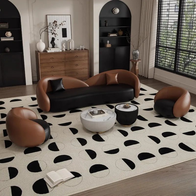 Light luxury Internet celebrity color matching curved sofa, living room casual clothing store