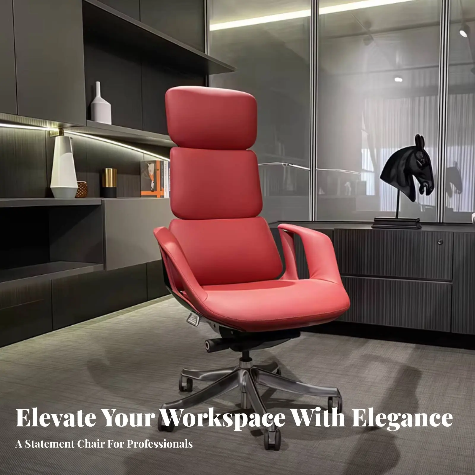 Cadeira Ergonômica com Suporte para Coluna, Rotação 360 Graus, Assento para Computador com Rodízios Fluidos, Apoio de Cabeça Ajustável para Estudantes