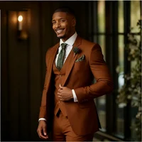 Chaqueta elegante de esmoquin Formal de 3 piezas para hombre, color verde esmeralda, con solapa con muescas, chaleco y pantalones, traje para fumar para padrinos de boda