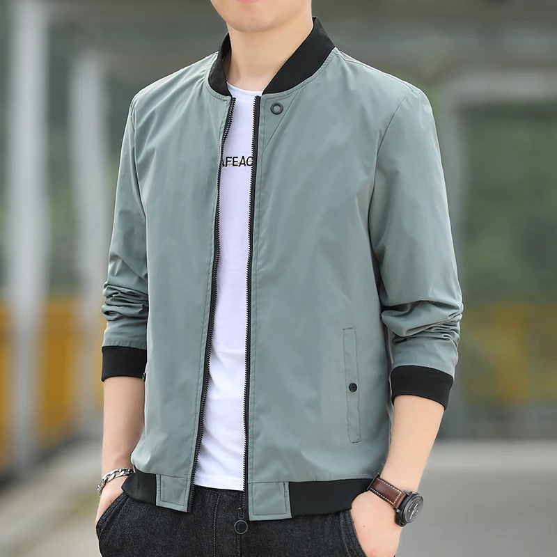 New Men's 2024 Autumn and Winter Patchwork Zippered Pockets Fashionable Solid Color Versatile Jacket Casual Long Sleeved Jacket